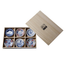 日本製 江戶恐龍仔 6小碟精裝木禮盒套裝（6隻小碟）